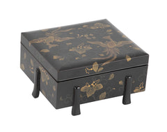 A Six Footed Japanese Black & Gold Lacquered Box