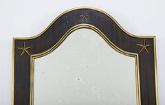 Jacques Adnet Wood and Brass Mirror with Brass Stars