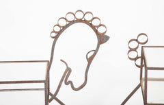 Unique Pair of Wrought Iron Side Tables in Goat & Horse Forms