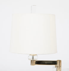 Pair of Italian Mid-Century Lucite & Brass Adjustable Swing Lamps