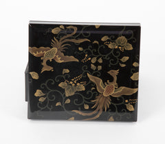 A Six Footed Japanese Black & Gold Lacquered Box