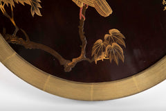 Black Lacquer Plaque with Doves on a Maple Branch signed "Gyokushin"