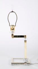 Pair of Italian Mid-Century Lucite & Brass Adjustable Swing Lamps