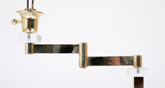Pair of Italian Mid-Century Lucite & Brass Adjustable Swing Lamps