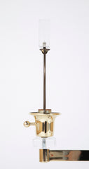 Pair of Italian Mid-Century Lucite & Brass Adjustable Swing Lamps