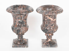 Pair of Italian Neoclassical Style Variegated  Marble Urns