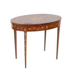 Dutch Marquetry Neo-Classic Oval Table with Elaborate Inlaid Top