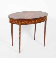 Dutch Marquetry Neo-Classic Oval Table with Elaborate Inlaid Top