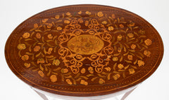 Dutch Marquetry Neo-Classic Oval Table with Elaborate Inlaid Top