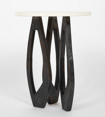 R & Y Augousti Shagreen, Wood and Bronze Round Side Table