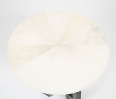 R & Y Augousti Shagreen, Wood and Bronze Round Side Table