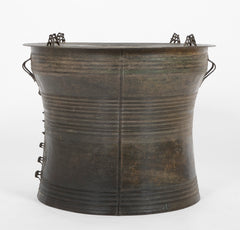 Southeast Asian Bronze Rain Drum with Triple Stacked Piggy-back Frogs & a Procession of Elephants