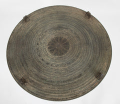 Southeast Asian Bronze Rain Drum with Triple Stacked Piggy-back Frogs & a Procession of Elephants