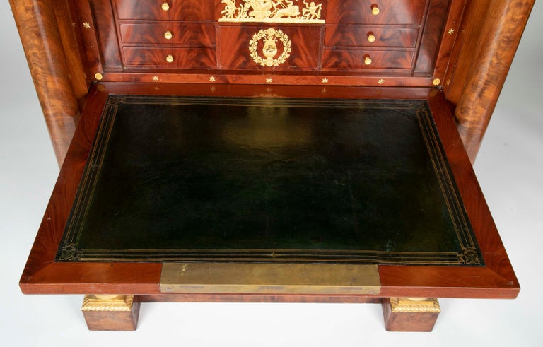 Mahogany and Gilt Ormolu Secretaire Abattant Strongly Attributed to S. Jamar
