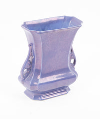 A Doubled Handled Iridescent Purple Cowan Vase