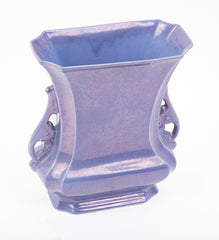 A Doubled Handled Iridescent Purple Cowan Vase