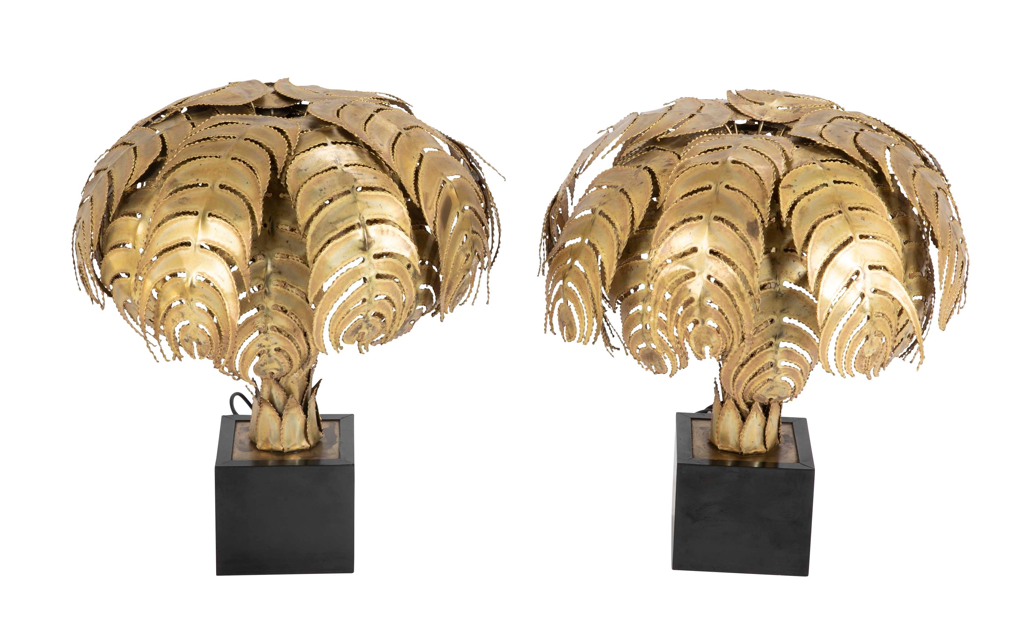 Pair of Palm Tree Form Lamps by Christian Techoueyres for Maison Jansen