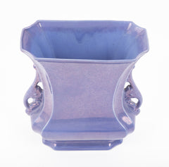 A Doubled Handled Iridescent Purple Cowan Vase