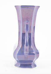 A Doubled Handled Iridescent Purple Cowan Vase