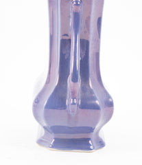 A Doubled Handled Iridescent Purple Cowan Vase