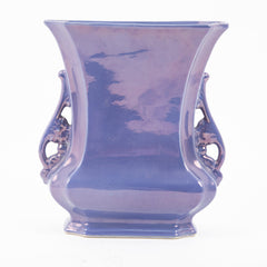 A Doubled Handled Iridescent Purple Cowan Vase