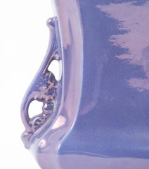 A Doubled Handled Iridescent Purple Cowan Vase