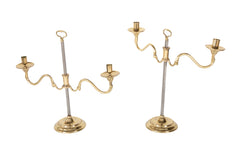 Pair of Brass & Steel adjustable two arm Candleholder