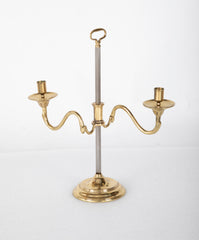 Pair of Brass & Steel adjustable two arm Candleholder