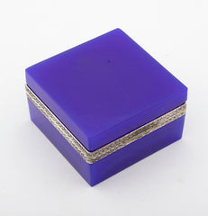Brilliant Blue Opaline Glass Box with Silvered Bronze Mounts