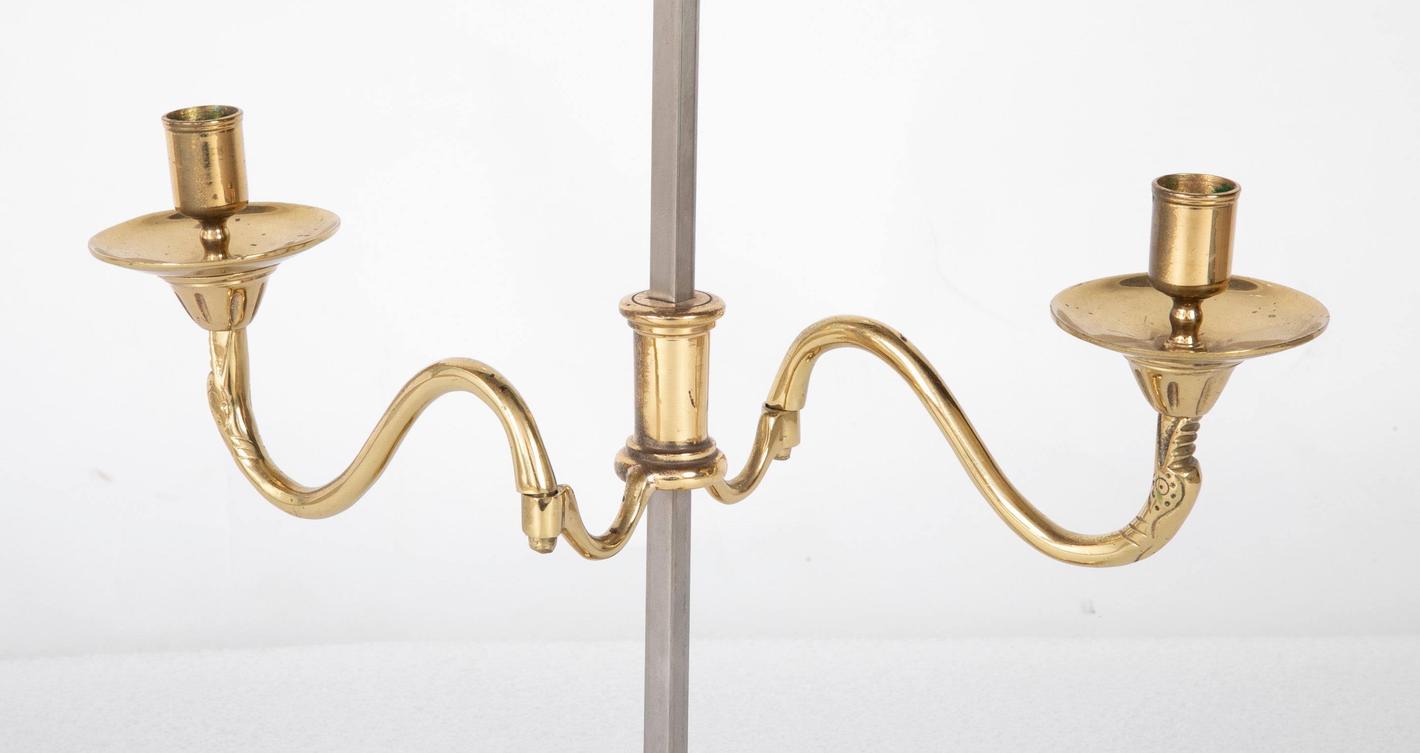 Pair of Brass & Steel adjustable two arm Candleholder