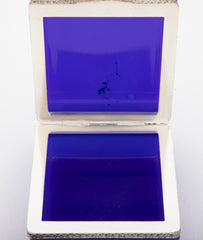Brilliant Blue Opaline Glass Box with Silvered Bronze Mounts