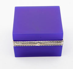 Brilliant Blue Opaline Glass Box with Silvered Bronze Mounts