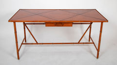 Jacques Adnet Desk of Saddle Stitched Leather over Steel