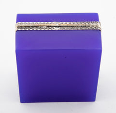 Brilliant Blue Opaline Glass Box with Silvered Bronze Mounts