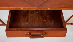 Jacques Adnet Desk of Saddle Stitched Leather over Steel