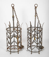 A Pair of Early 20th Century American Wrought Iron Lanterns