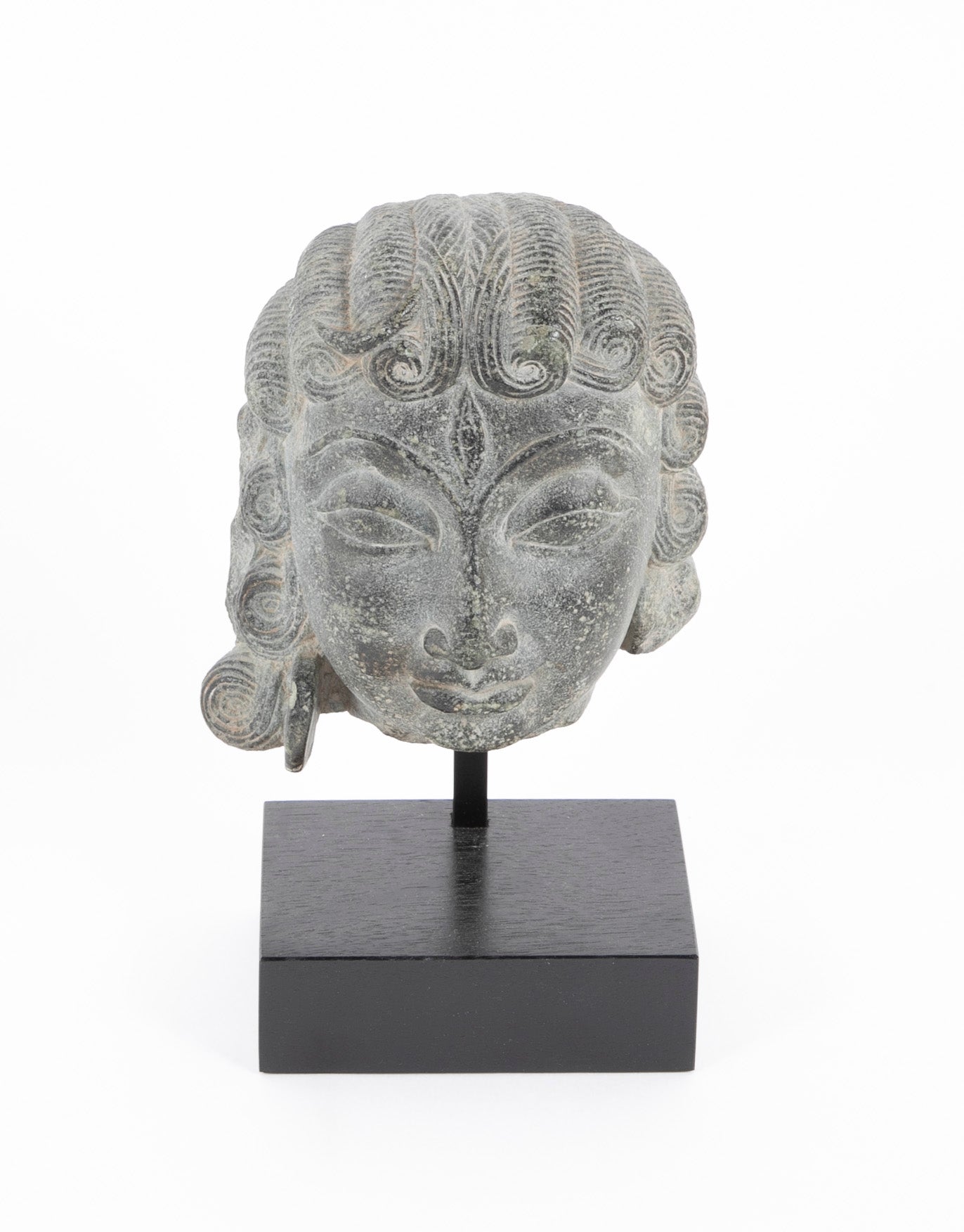 Carved Greenstone Head of Parvati on Modern Stand