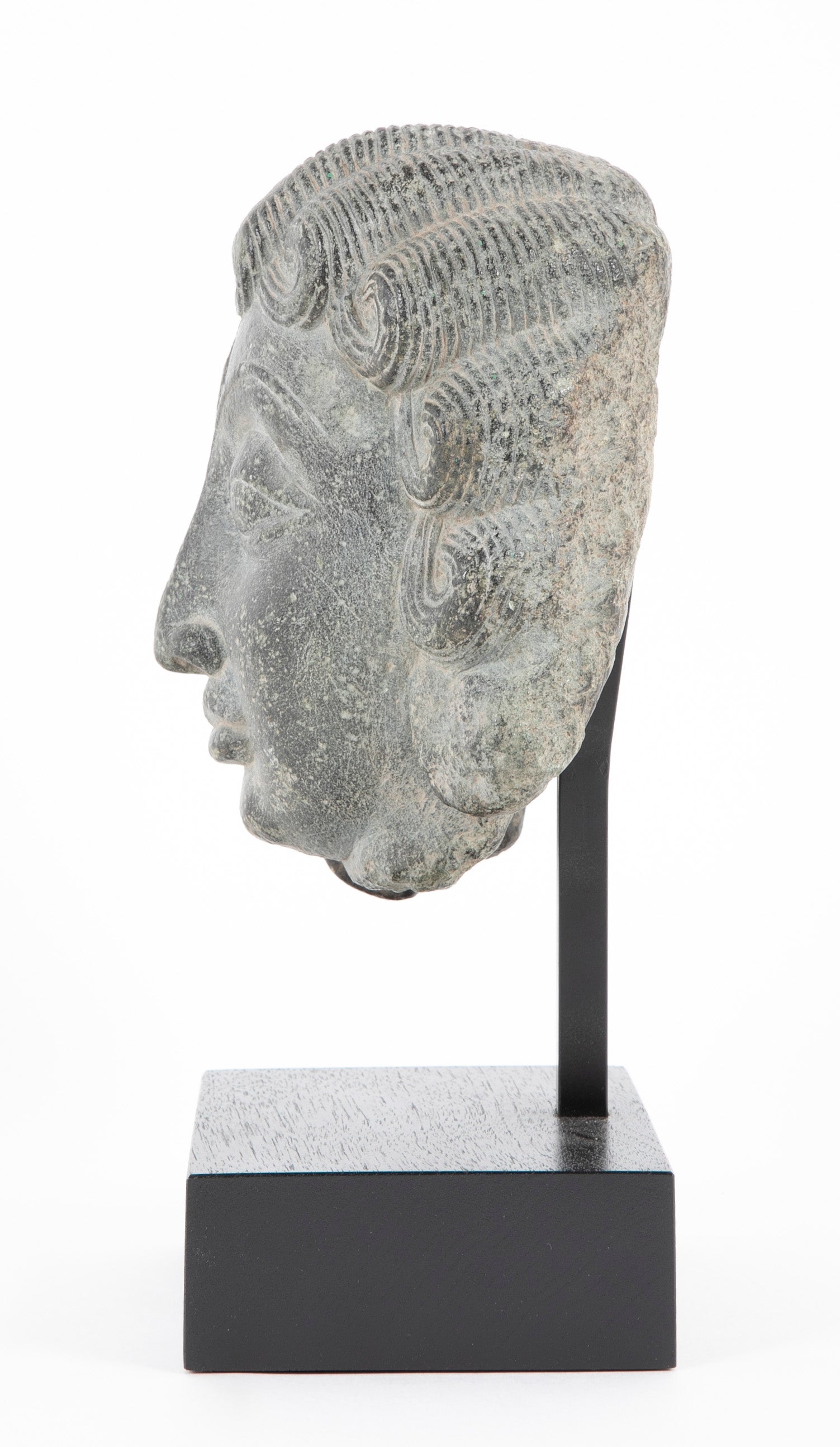 Carved Greenstone Head of Parvati on Modern Stand