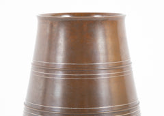 Japanese Bronze Inlaid Flower Vase by I Nami Keishu