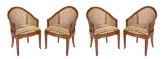 Set of Four Slip Seated Caned Back Armchairs Attributed to Maurice Dufrene