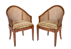 Set of Four Slip Seated Caned Back Armchairs Attributed to Maurice Dufrene