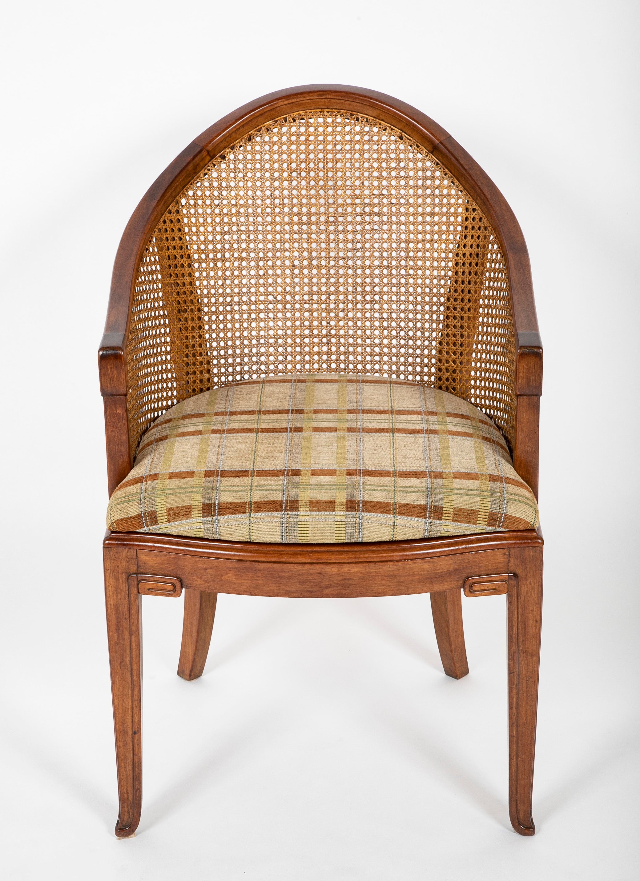 Set of Four Slip Seated Caned Back Armchairs Attributed to Maurice Dufrene