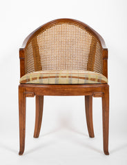 Set of Four Slip Seated Caned Back Armchairs Attributed to Maurice Dufrene