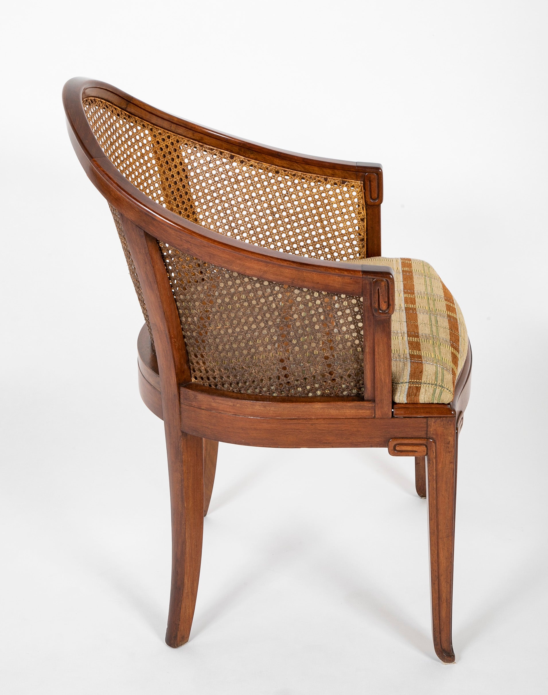 Set of Four Slip Seated Caned Back Armchairs Attributed to Maurice Dufrene