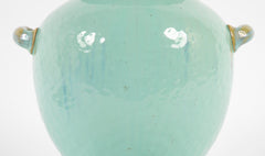 Large Two Handled Green Glazed Fulper Vase