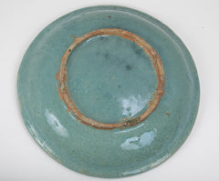 13th Century Iranian Kashan Turquoise Glazed Pottery Bowl