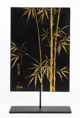 Truong van Thanh Wood panel with Black & Gold Depiction of Bamboo