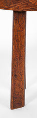 Pine and Leather Stool with Curved Seat in the "Egyptian" Style