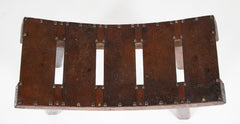 Pine and Leather Stool with Curved Seat in the "Egyptian" Style