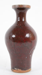 Vassil Ivanoff Stoneware Baluster Vase with Oxblood Dripped Glaze on Beige